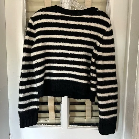 Maeve 100% cashmere cropped striped cardigan - Picture 4 of 5